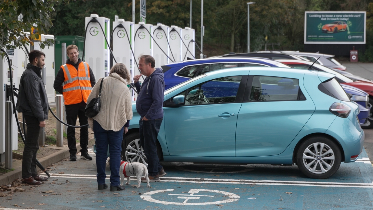 EV charging attendants at a GRIDSERVE Electric Super Hub
