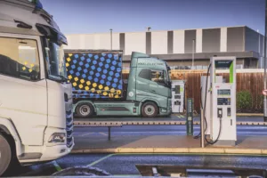 electric trucks charging with GRIDSERVE