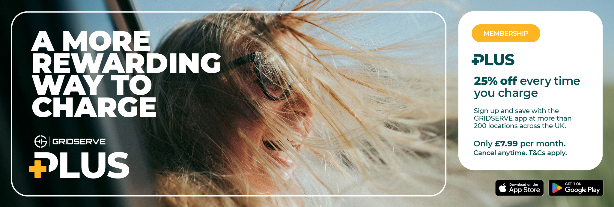 GRIDSERVE Plus membership. A more rewarding way to charge. 