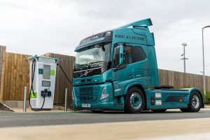 An eHGV charges at a GRIDSERVE Charging point