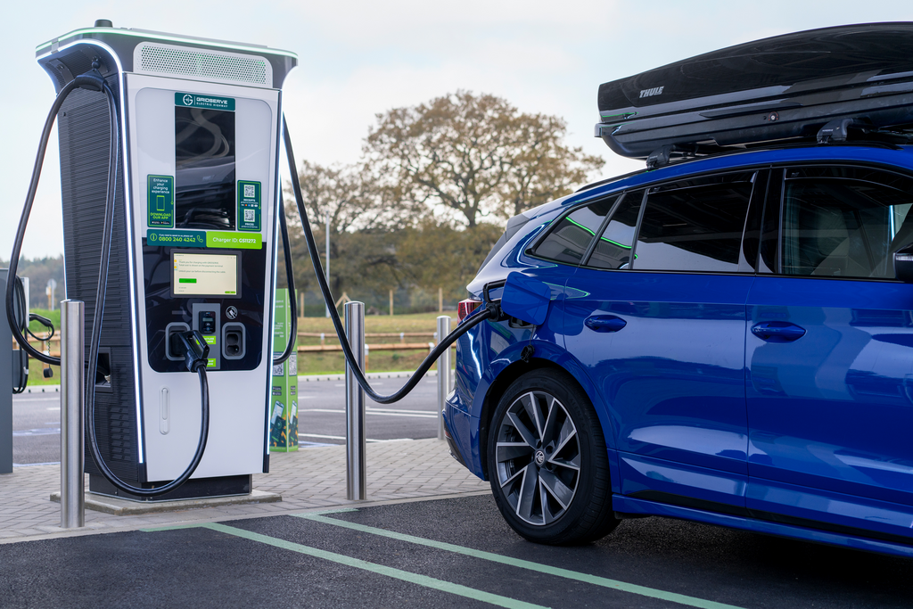 Skoda Enyak charging at GRIDSERVE EV charging station