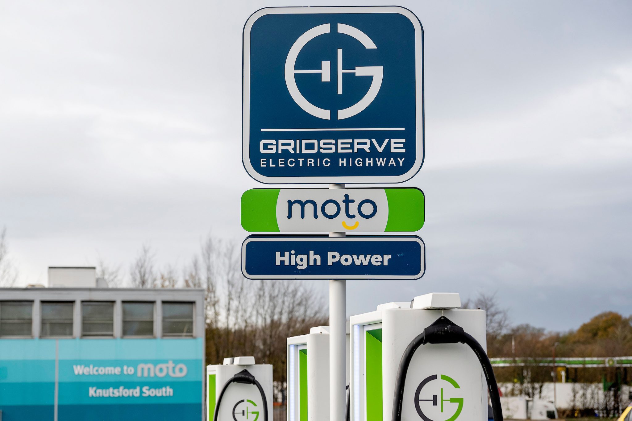 GRIDSERVE EV charging signage at Knutsford Services Southbound