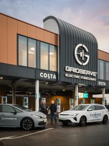 Cleevely EV Mobile x GRIDSERVE partnership at Norwich Electric Forecourt