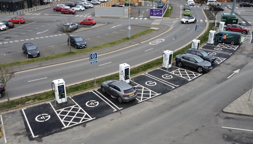 EV charging at Fort Kinnaird, Edinburgh