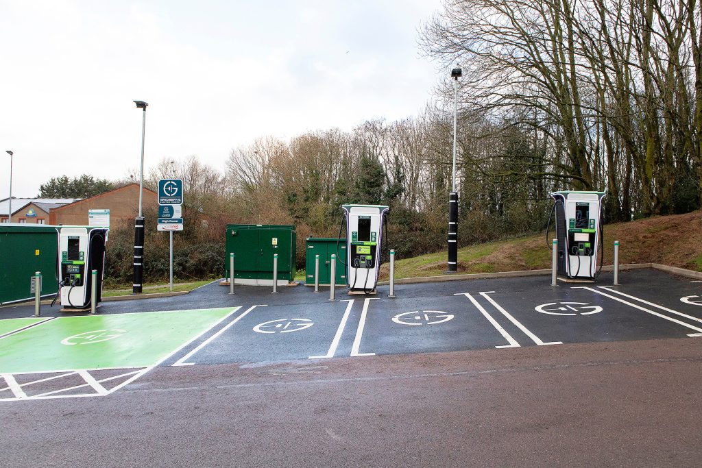 GRIDSERVE opens 12-bay ultra-rapid EV charging Super Hub at Roadchef Magor Services in Wales