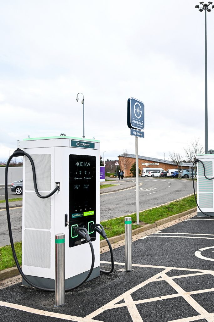 GRIDSERVE EV charging Super Hub at Fort Kinnaird retail Park, near Edinburgh, Scotland