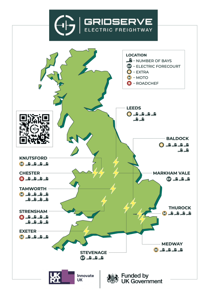 GRIDSERVE Electric Freightway map